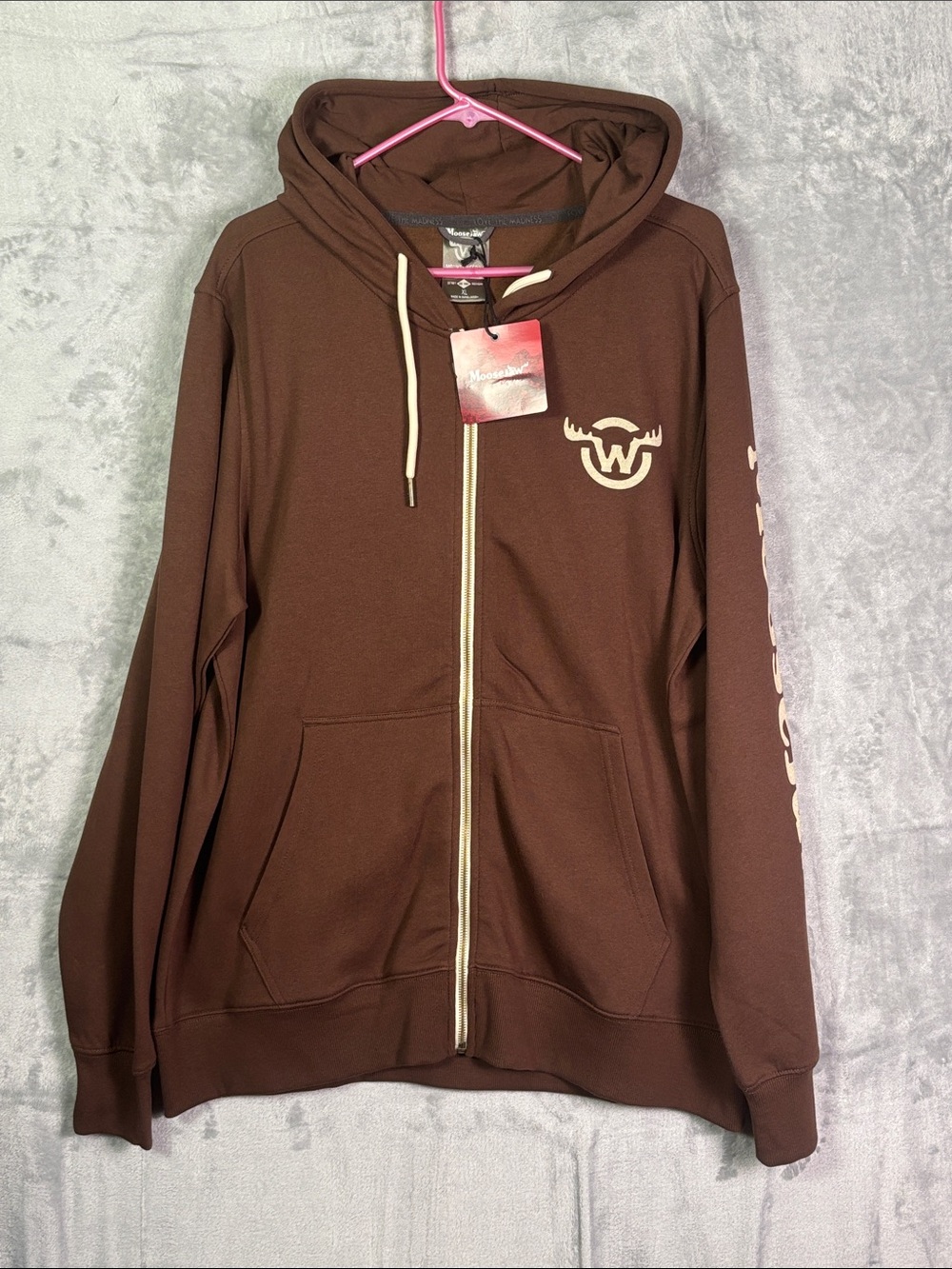 NWT New Moosejaw Hickory Brown Full Zip Hoodie Mens Size Medium